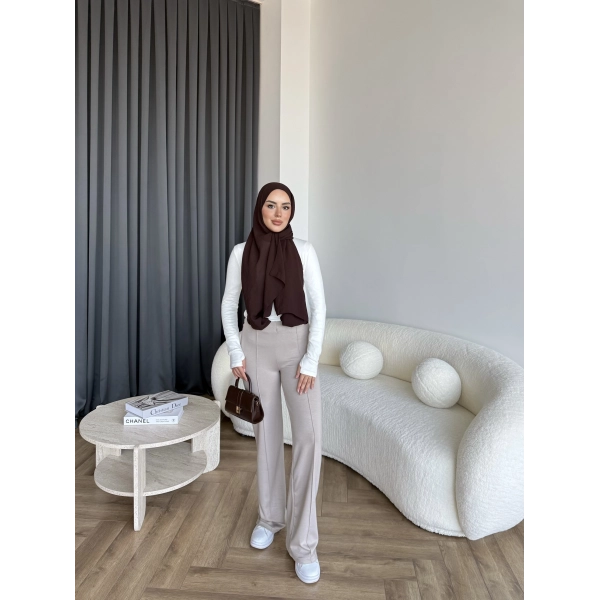 Oysh Kumaş Pantolon - Vizon