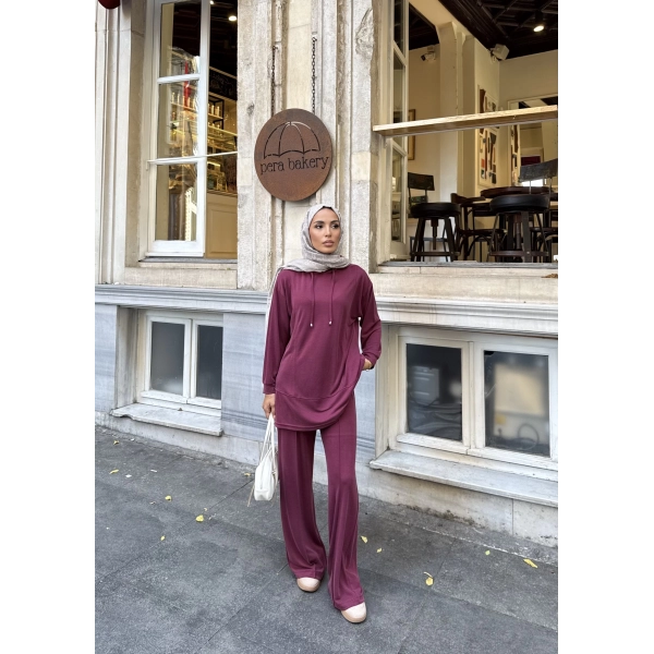 Pamira Kapşonlu Oysh Takım - Bordo