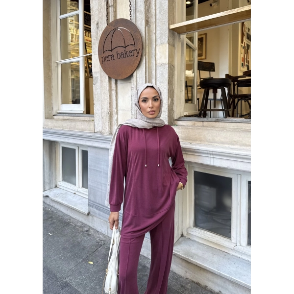 Pamira Kapşonlu Oysh Takım - Bordo