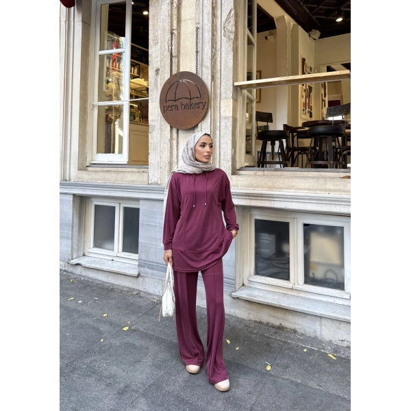 Pamira Kapşonlu Oysh Takım - Bordo