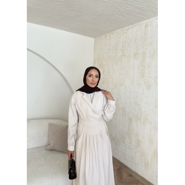 Pera Detaylı Elbise - Bej