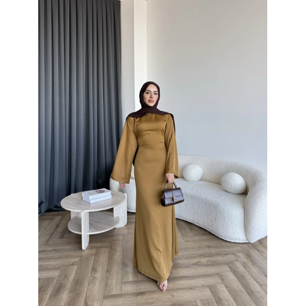 Pln- Aslıhan Saten Elbise - Hardal