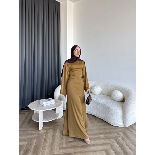 Pln- Aslıhan Saten Elbise - Hardal