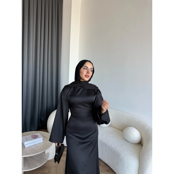 Pln- Aslıhan Saten Elbise - Siyah