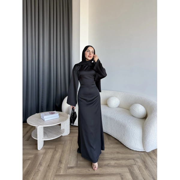 Pln- Aslıhan Saten Elbise - Siyah
