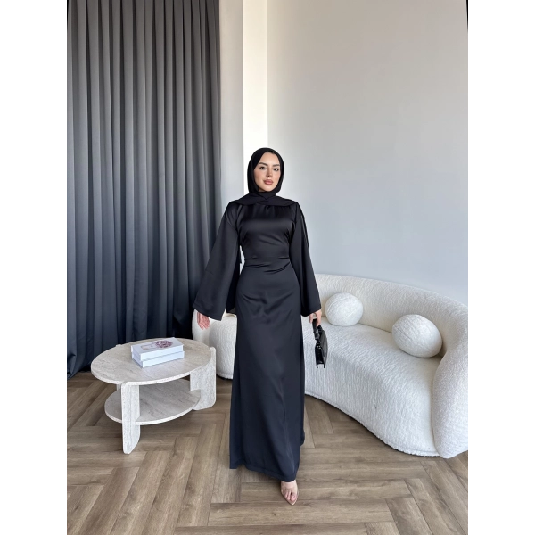 Pln- Aslıhan Saten Elbise - Siyah
