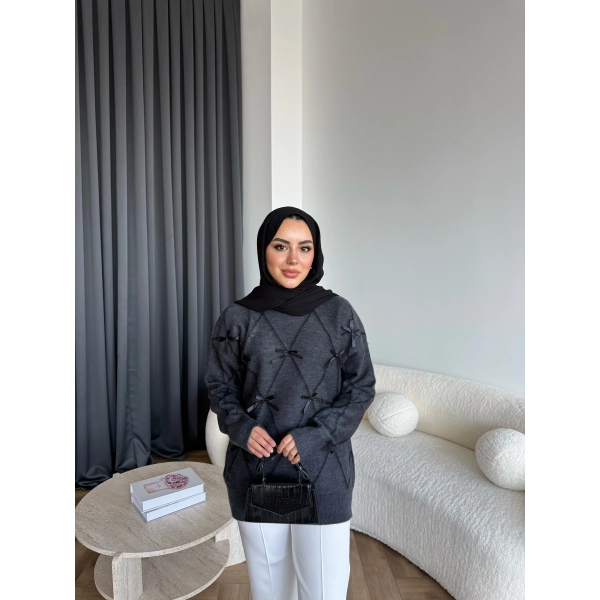 Pls-Kurdele Detay Triko Kazak - Antrasit