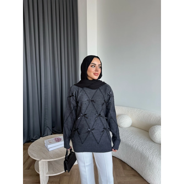 Pls-Kurdele Detay Triko Kazak - Antrasit