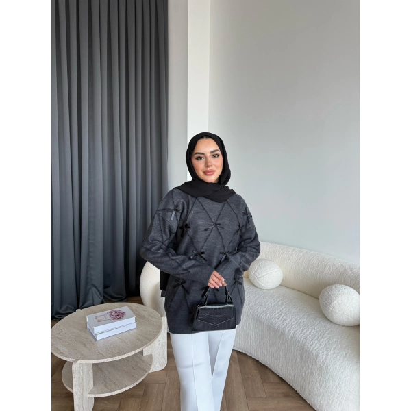 Pls-Kurdele Detay Triko Kazak - Antrasit