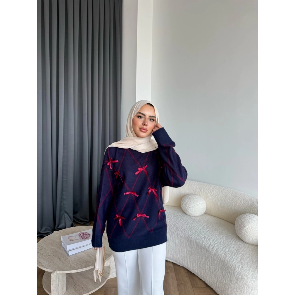 Pls-Kurdele Detay Triko Kazak - Lacivert