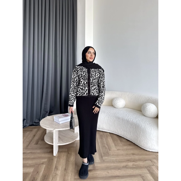 Pls-Leopar Jile Elbise - Beyaz