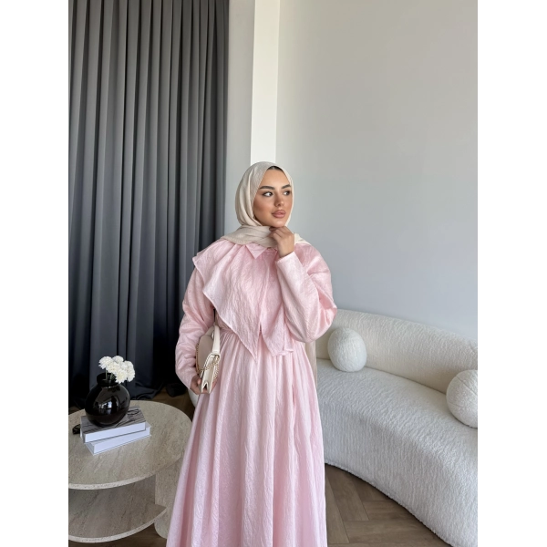 Qu - Mathis Pelerinli Vual Elbise - Pembe