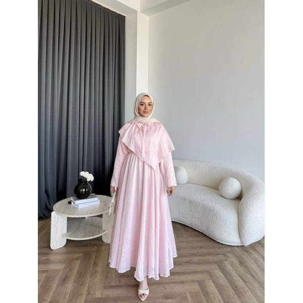 Qu - Mathis Pelerinli Vual Elbise - Pembe