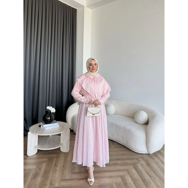 Qu - Mathis Pelerinli Vual Elbise - Pembe