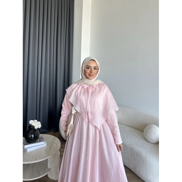 Qu - Mathis Pelerinli Vual Elbise - Pembe