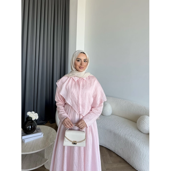 Qu - Mathis Pelerinli Vual Elbise - Pembe