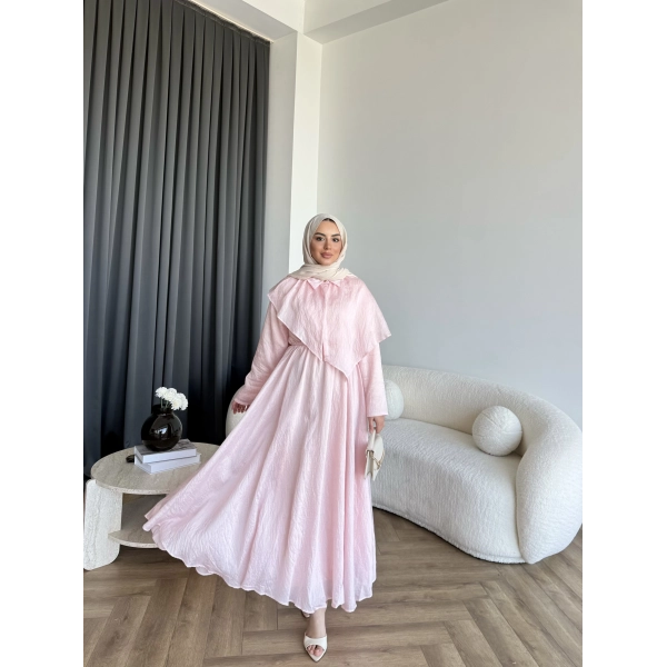 Qu - Mathis Pelerinli Vual Elbise - Pembe