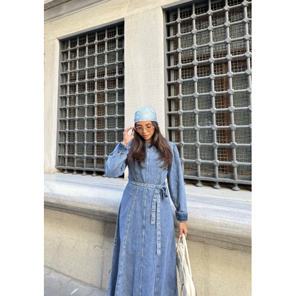 Radi Kot Elbise - Açık Mavi