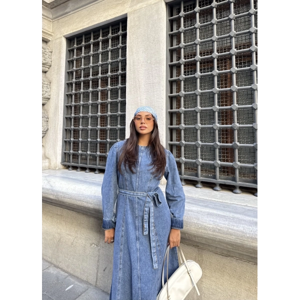 Radi Kot Elbise - Açık Mavi