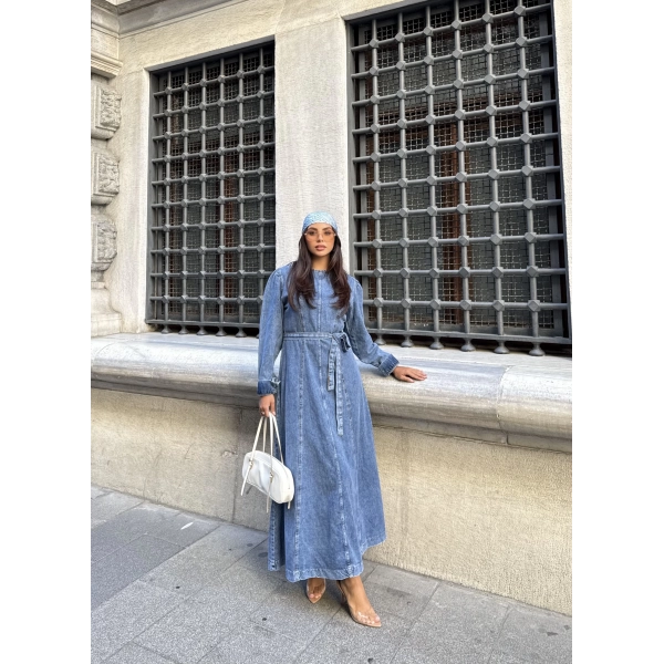 Radi Kot Elbise - Açık Mavi