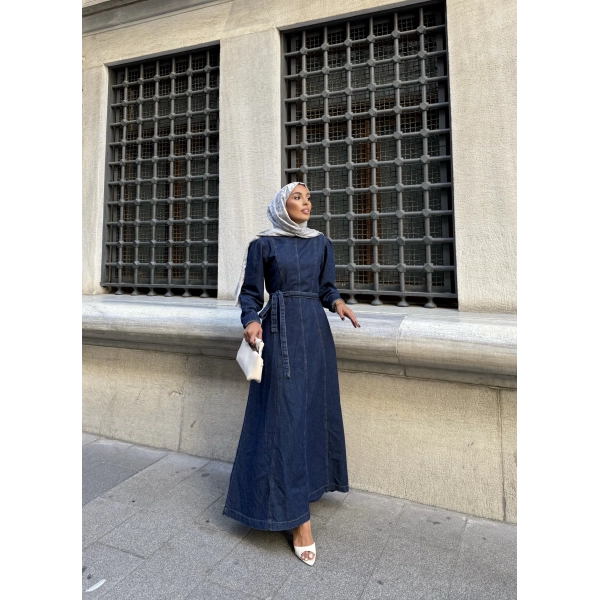 Radi Kot Elbise - Koyu Mavi