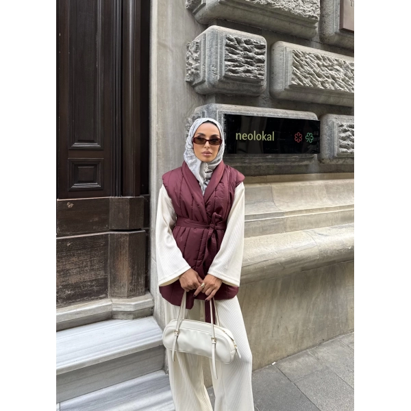 Riva Arka Kısmı Triko Yelek - Bordo