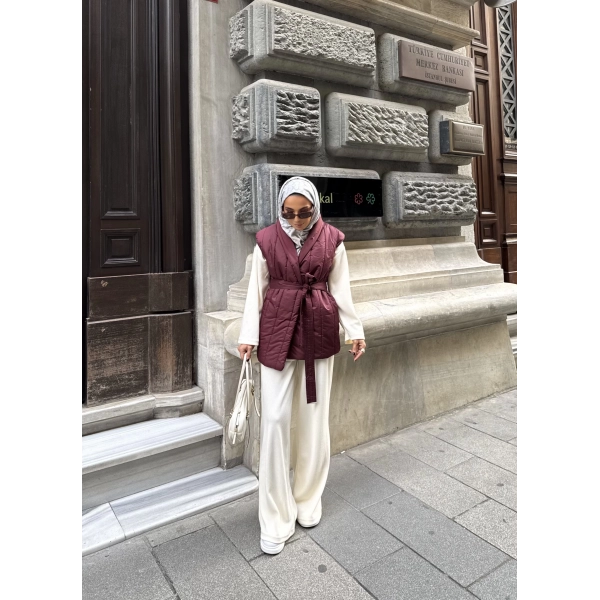 Riva Arka Kısmı Triko Yelek - Bordo