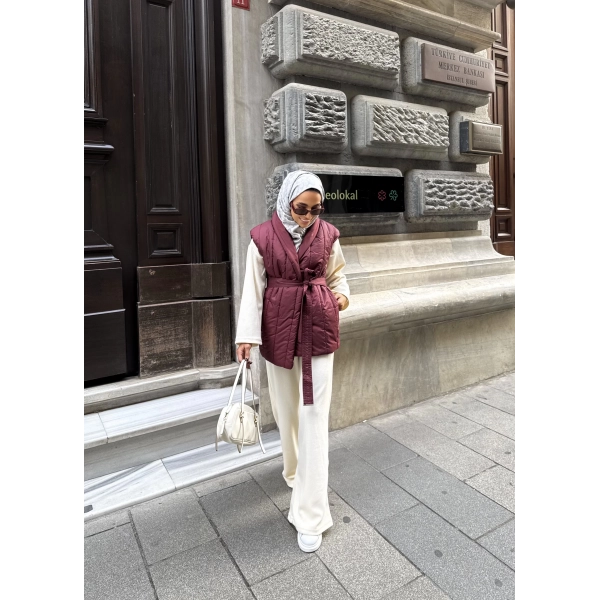 Riva Arka Kısmı Triko Yelek - Bordo