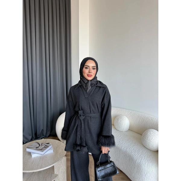 Rorys Kürk Detaylı Takım - Antrasit