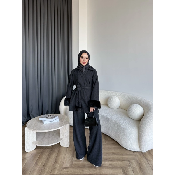 Rorys Kürk Detaylı Takım - Antrasit