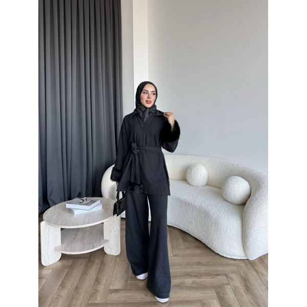 Rorys Kürk Detaylı Takım - Antrasit