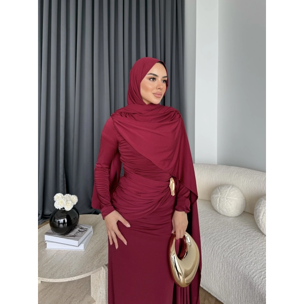 Sandy Arabic Elbise - Bordo