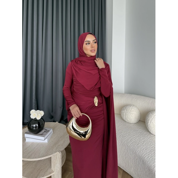 Sandy Arabic Elbise - Bordo