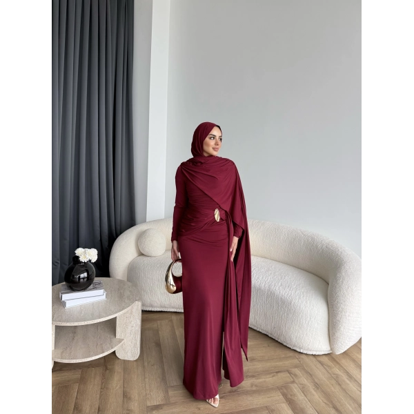 Sandy Arabic Elbise - Bordo