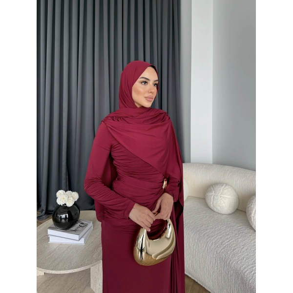 Sandy Arabic Elbise - Bordo