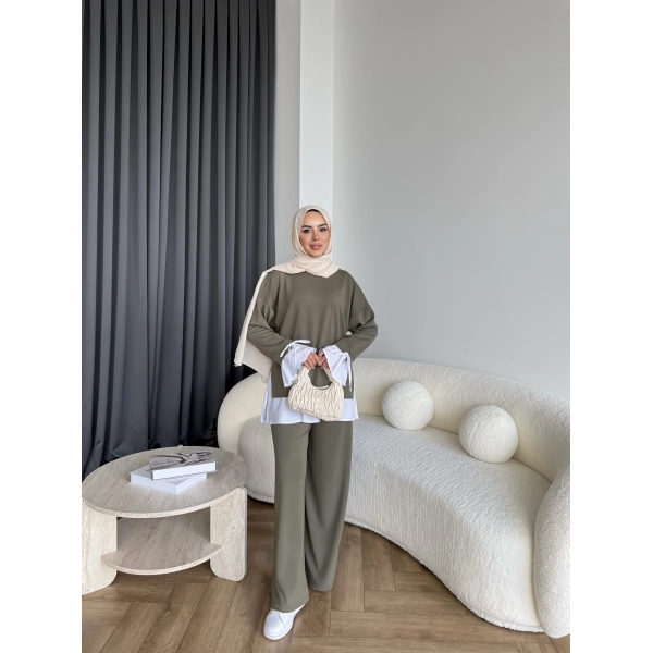 Seren Gömlek Detaylı Oysh Takım - Yeşil