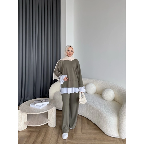 Seren Gömlek Detaylı Oysh Takım - Yeşil