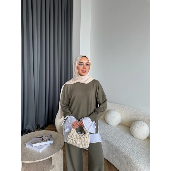 Seren Gömlek Detaylı Oysh Takım - Yeşil