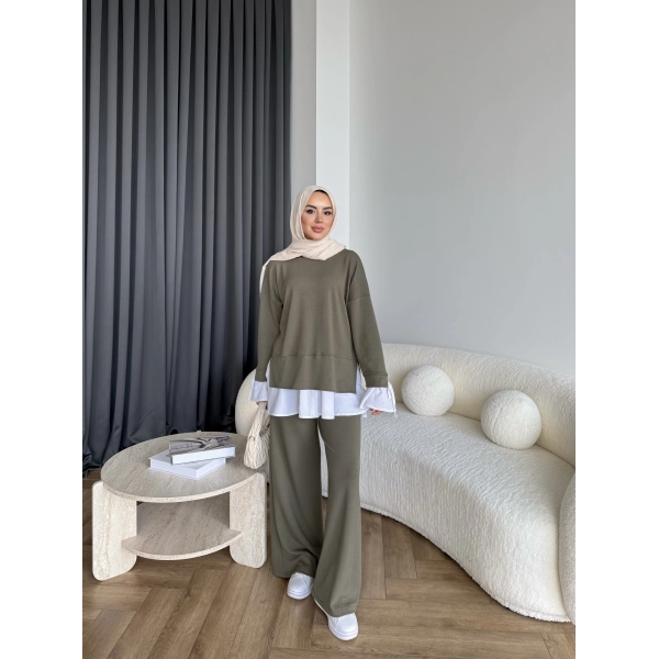 Seren Gömlek Detaylı Oysh Takım - Yeşil