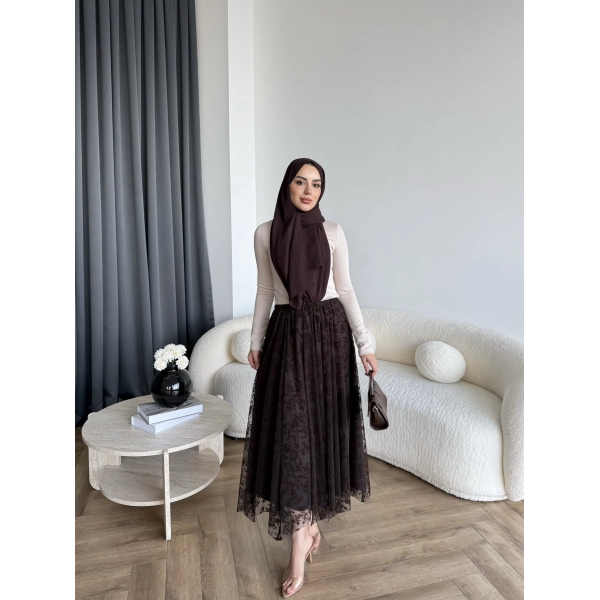 Sg - Dantel Detay Etek - Kahve