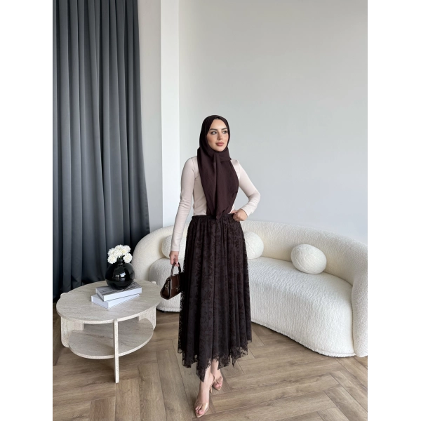Sg - Dantel Detay Etek - Kahve