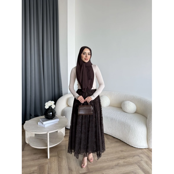 Sg - Dantel Detay Etek - Kahve