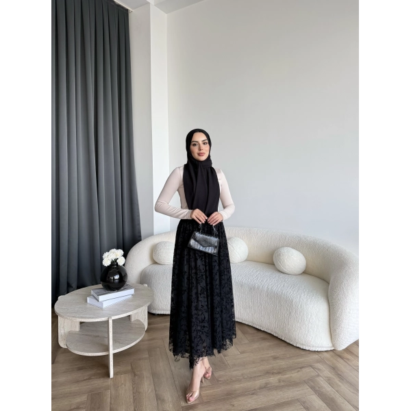 Sg - Dantel Detay Etek - Siyah