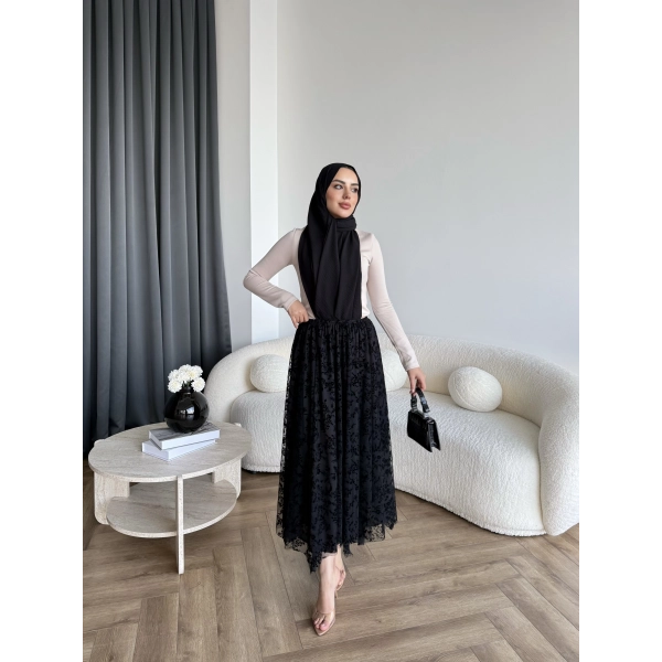 Sg - Dantel Detay Etek - Siyah