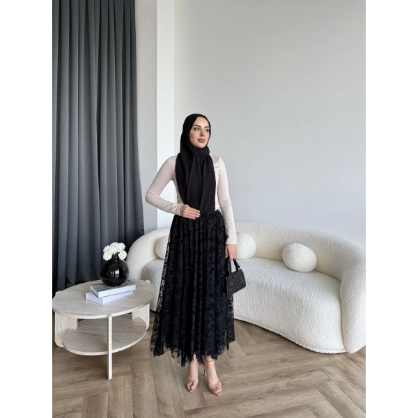 Sg - Dantel Detay Etek - Siyah