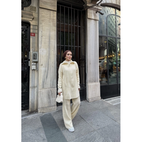 Sina Fermuarlı Takım - Bej