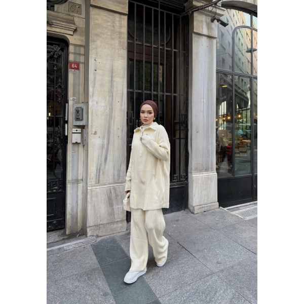 Sina Fermuarlı Takım - Bej