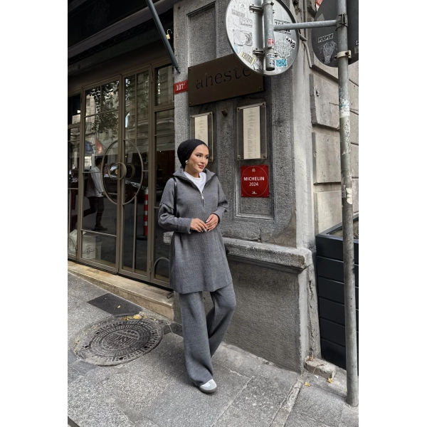 Sina Fermuarlı Takım - Gri