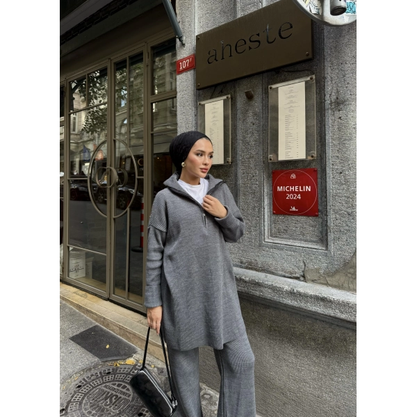 Sina Fermuarlı Takım - Gri