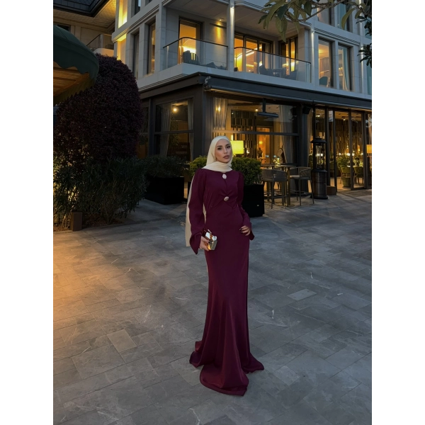 Sue Tasarım Elbise - Bordo